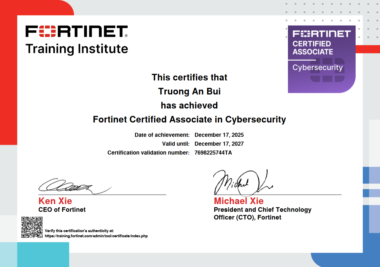 Fortinet Certified Associate in Cybersecurity (FCA)
