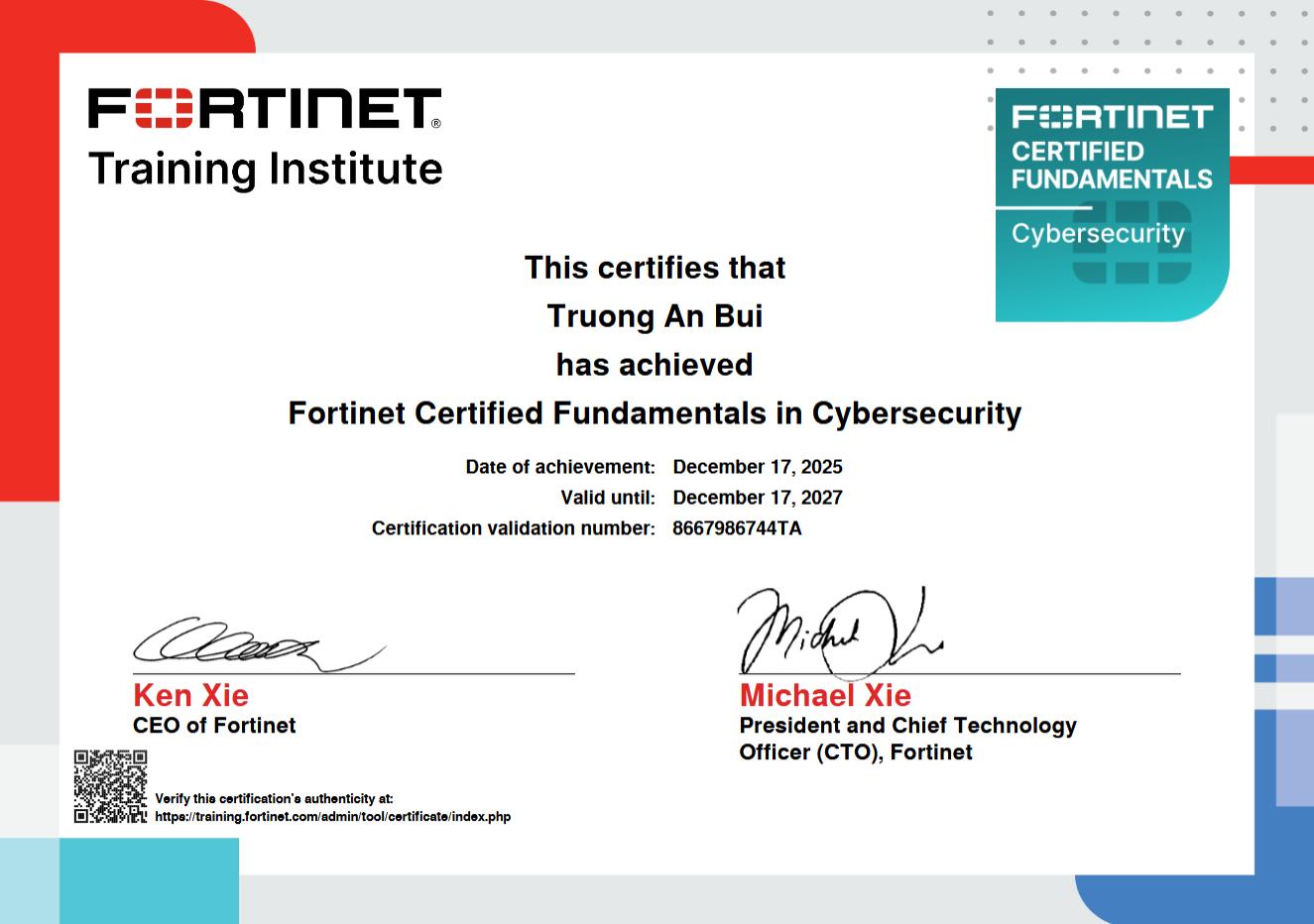 Fortinet Certified Fundamentals in Cybersecurity (FCF)